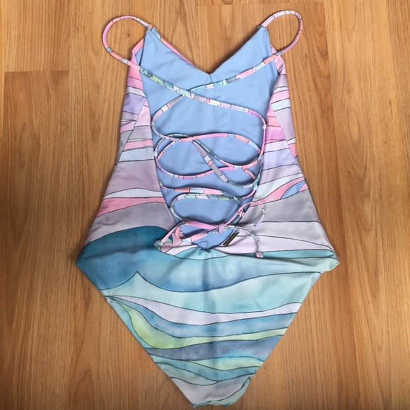 Mara Hoffman Waves Lace-up Swimsuit - Picture 2 of 4